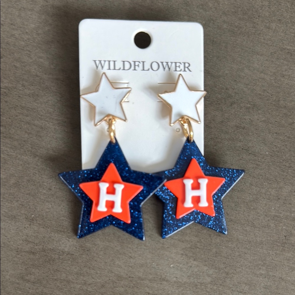 Wildflower Star Earrings - Blue and Red